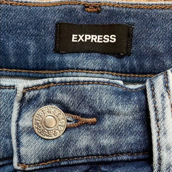 🩵Express Blue Skinny Jeans with Distressed Details - Picture 2 of 3